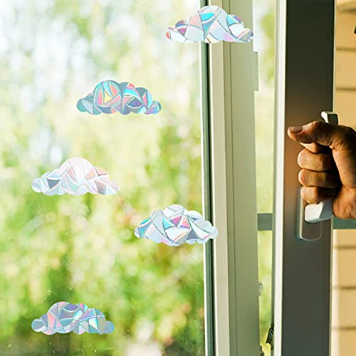 GORGECRAFT Large Window Clings Rainbow Glass 3D Sun Catcher Stickers Anti-Collision Alert Decals Non Adhesive Prismatic Vinyl Decorations for Prevent Stop Birds