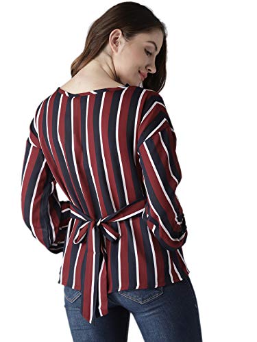 Image of Style Quotient Women Maroon & Navy Striped Top