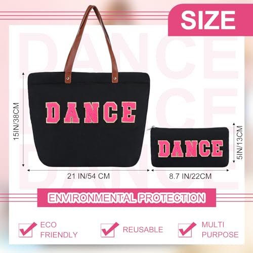 2 Pcs Tote Bag Gift for Teacher Nurse Dance Preppy Makeup Bag Cosmetic Women Chenille Letter School party2