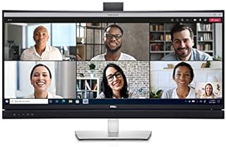 Dell C3422WE 34 Inch WQHD (3440x1440) Curved Video Conferencing Monitor, 60Hz, IPS, 5ms, Built-in Speakers, 5MP Camera, Mic, 2x USB-C, DisplayPort, HDMI, 4x USB, 3 Year Warranty