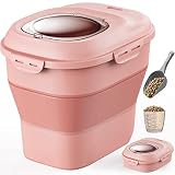 Somkaco Dog Food Storage Container, Collapsible Dog Food Container with Transparent Lid, Scoop and W
