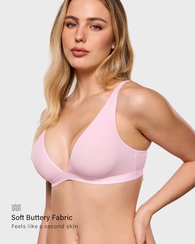 Image of INLYRIC Women's Inbarely Soft Plunge Bralette - Deep V Unlined Triangle No Padding No Underwire Sexy Comfort Sleep Bra