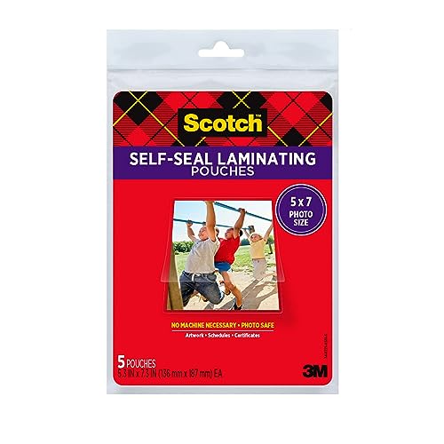 Image of Scotch Glossy Document or Photo Laminating Pouch, 5 x 7 Inches, 5-Pack (PL905)