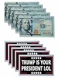 Limecute 100 Pack Trump is Your President LOL 100 Dollar Bills Trump Won 2024 Get Over It 45 47 100 Dollar Bills Prank Money Bills Joke Prank Funny Money Bills