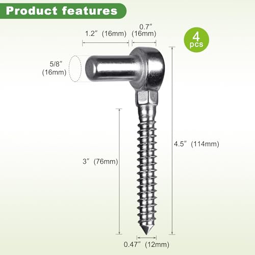 Image of Insaga 304 Stainless Steel Gate Hinges 4Pcs One-Piece Cast Non-Welded Farm Gate Hinge for Wooden Fences, Lag Screw Hinge Rustproof Surface Mount Hinges for Outdoor Garden Shed Cattle