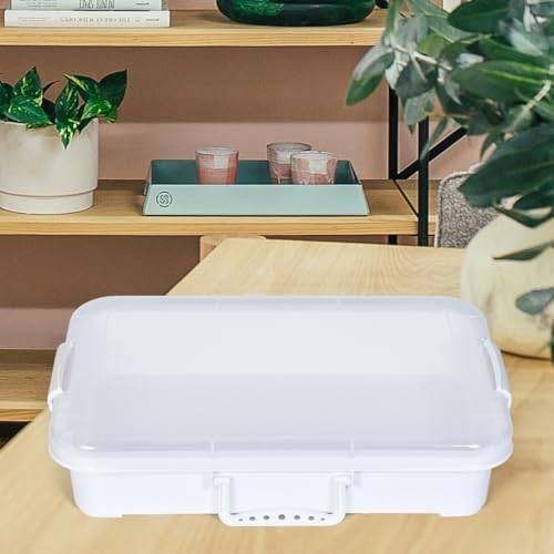 Image of Madzee Plastic Activity Tray with lid for Slime, Beads, Sand and Sensory Toys - 15 Inches (White)