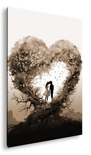 Image sur toile deux amoureux sur les arbres pour salon romantique