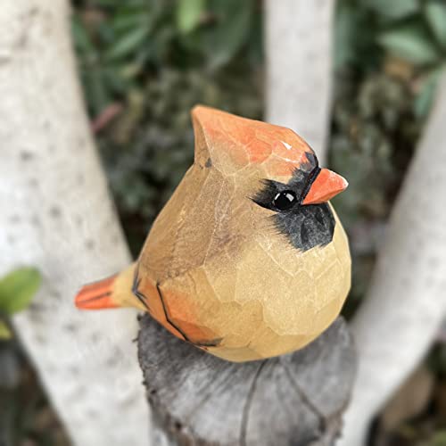 Findamaze Bird Figurine Hand Carved Painted Wooden Birds For Home Decor, Bird Decor Bird Statue For Bird Lovers,Housewarming, Birthday, Christmas, Anniversaries (No.04-Female Cardinal) #TOP7