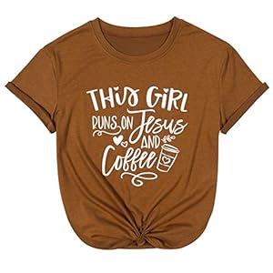 This-Girl-Runs-on-Jesus-and-Coffee-Shirt-Women-Funny-Letter-Print-Coffee-Graphic-Tshirt-Short-Sleeve-Christian-Tee-Tops This Girl Runs on Jesus and Coffee Shirt Women Funny Letter Print Coffee Graphic Tshirt Short Sleeve Christian Tee Tops