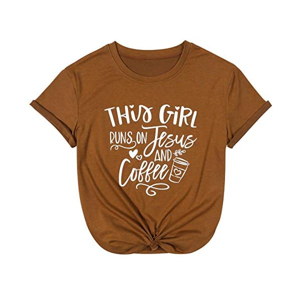 This-Girl-Runs-on-Jesus-and-Coffee-Shirt-Women-Funny-Letter-Print-Coffee-Graphic-Tshirt-Short-Sleeve-Christian-Tee-Tops This Girl Runs on Jesus and Coffee Shirt Women Funny Letter Print Coffee Graphic Tshirt Short Sleeve Christian Tee Tops