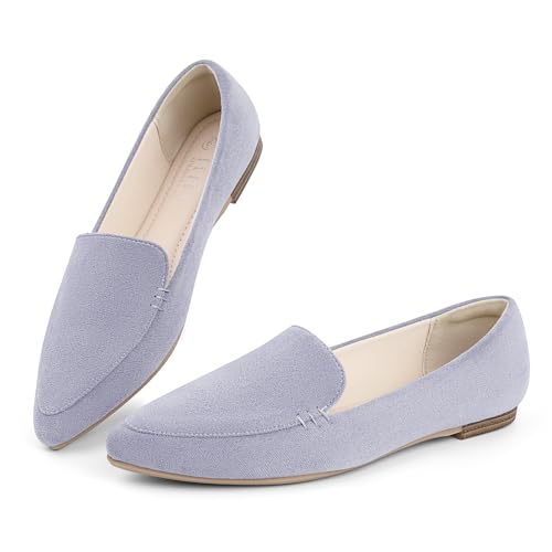 Image of MUSSHOE Pointed Toe Flats for Women, Comfortable Business Casual Work Shoes, Slip On Loafers with Arch Support, Office Walking Flats for All Day Standing