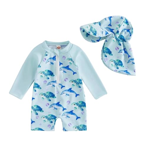 Maillot une pièce bébé garçon avec bonnet de bain imprimé dinosaure