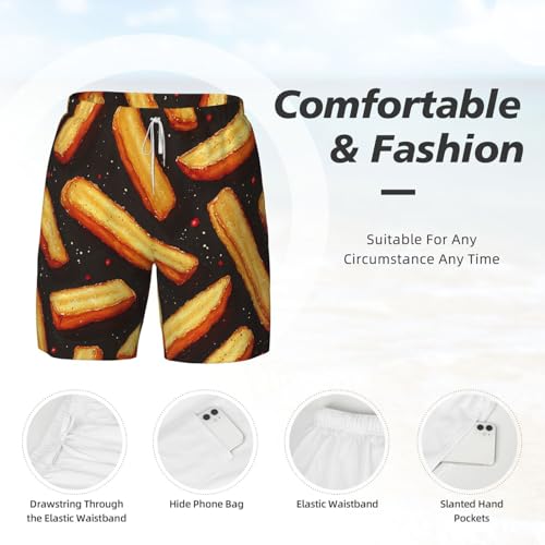 Mens Swim Trunks with Liner Quick Dry Swim Shorts Swimwear, French Fries Retro4
