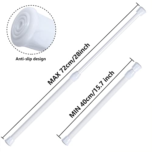 GoodtoU 5 Pack Adjustable Curtain Rods No Drilling 17.5 to 28 Inch, Spring Tension Rods for Windows Small Curtain Rods Short Tension Curtain Rod Window Tension Rod - White - Thumbnail 2