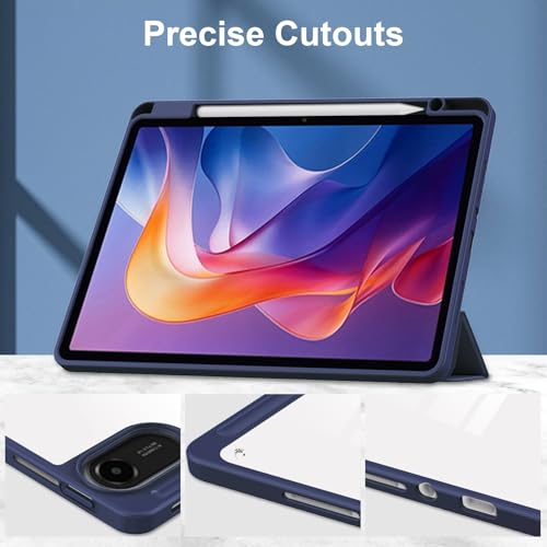 Image of ProElite Case Cover for Xiaomi Redmi Pad 2 11 inch Cover, Transparent Flip Case for Xiaomi Redmi Pad 2 11 inch Case Cover with Pen Holder, Dark Blue