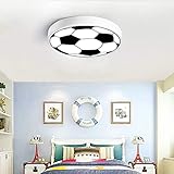 Kinder LED Deckenleuchte Dimmbar mit Fernbedienung, Ø40cm Rund Deckenlampe Kinderzimmer Jungen, Modern LED Lampe Schlafzimmer Decke Kinderlampe Weiß, Acryl-Lampenschirm-Fußball-Deko