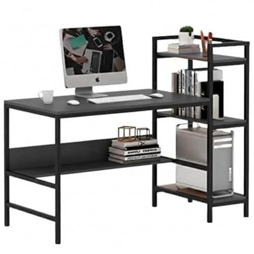 Image of TEKAVO Bravo Desktop Computer Table for Home Pc | Working Desk with CPU Space + Storage Shelf | Computer Table for Home Pc | 150 cm Long Table | Black Color