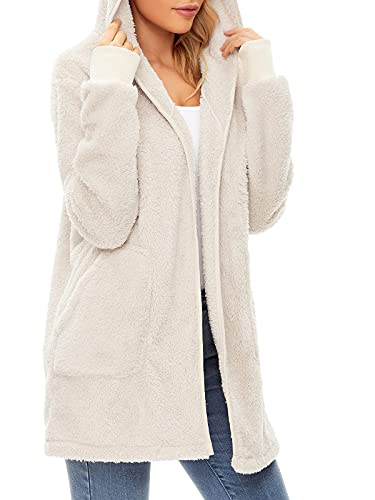 Image of Century Star Women Fleece Cardigan Hooded Loose Fuzzy Cardigan Coat Womens Fuzzy Jacket Outwear