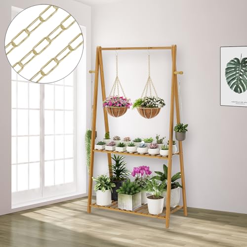 Image of 6 Ft Heavy Duty Hanging Chain Kit for Lighting Fixture (Brass) | for Lighting Fixture, Chandelier, Pendant, Lantern, Swag Lamp, Plant /Flower Basket, Bird Feeder