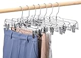 HOUSE DAY 25 Pack Crystal Pants Hangers Space Saving Non-Slip with Ajustable Clips, Heavy Duty Slim Clear Skirts Hangers, Solid Elegant for Trousers, Skirts, Jeans, Slacks, Pants, Bottoms 14inch