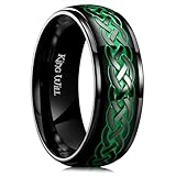 King Will Stainless Steel Ring for Men Celtic Knots Wedding Rings Black and Green Plated Statement Ring 8mm Width Mens Jewelry Size 7-14丨Celtic Collection 11