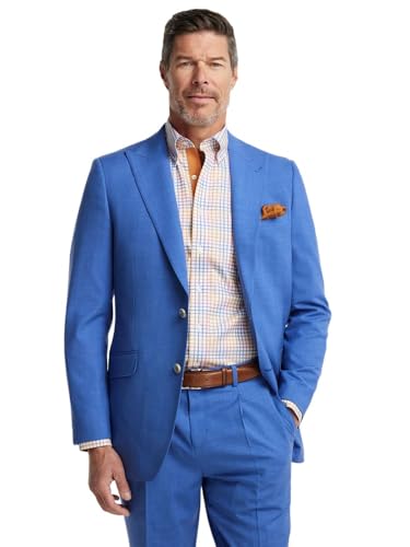 Paul Fredrick Men's Wool Stretch Bengaline Peak Lapel Suit Jacket2