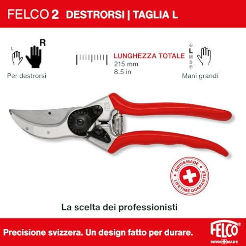 FELCO Cesoie da giardino n° 2 (capacità di taglio Ø 25 mm, cesoie per mani grandi, lunghezza 215 mm, cesoie da giardino con scanalatura per linfa, manici ergonomici) - 2