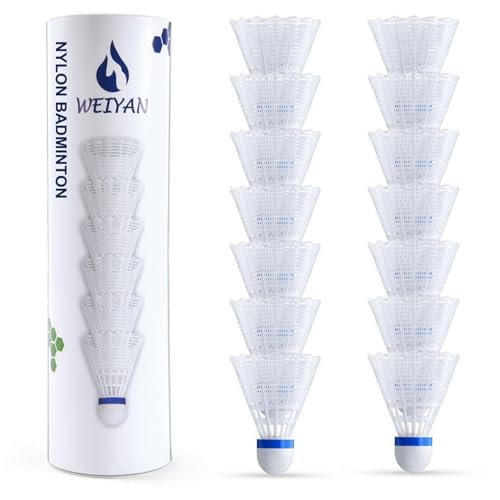 flintronic Volantes de Bádminton, 12PCS Volante de Nailon Duradero para Bádminton con Estabilidad Shuttlecock y Durabilidad, Plástico Bádminton Balls de Pluma para Exteriores e Interiores (Blanco)