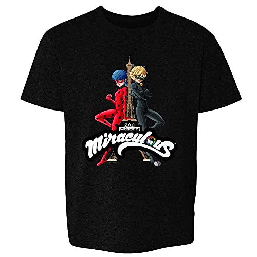 Toddler Miraculous Ladybug and Cat Noir Eiffel Tower T-Shirt Black 4T
