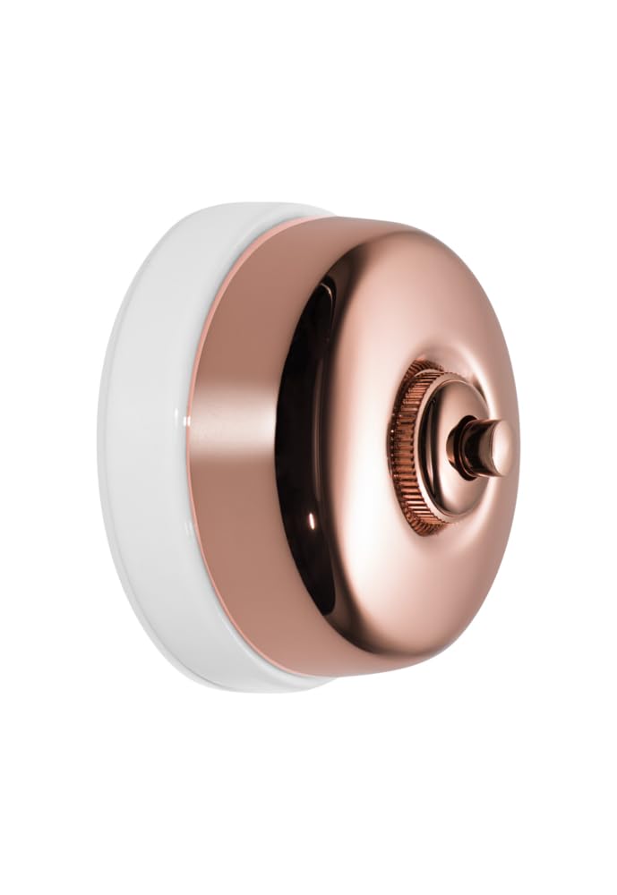 FONTINI - DIMBLER - Bouton Poussoir Carillon Porcelaine Blanche Coque Cuivre Réf. 60310723