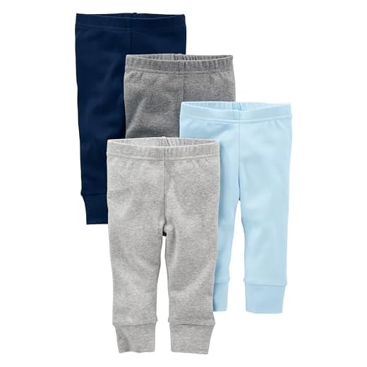 Simple Joys by Carter's 4-Pack Neutral Pant Pantalones, Azul/Gris/Blanco, 0-3 Meses (Pack de 4) Unisex-Baby