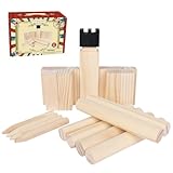 GOTHINK Mini Kubb Tischspiel – lustige, interaktive Indoor-Familienspiele für Erwachsene und Kinder, natürliche Blöcke mit Reisetasche, perfekt für Büro, Familienabend, Geburtstagsparty-Spiele und