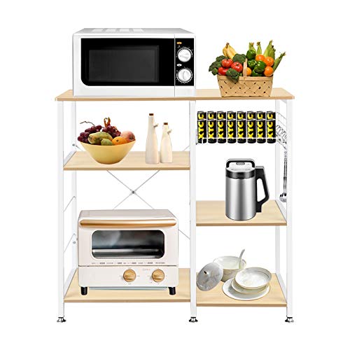 Gappys Kitchen Baker’s Rack For Kitchen - Industrial Microwave Oven Stand With Storage And Drawers - Utility Workstation Shelf (Beige), 35.4 X 15.7 X 33 Inch #TOP3