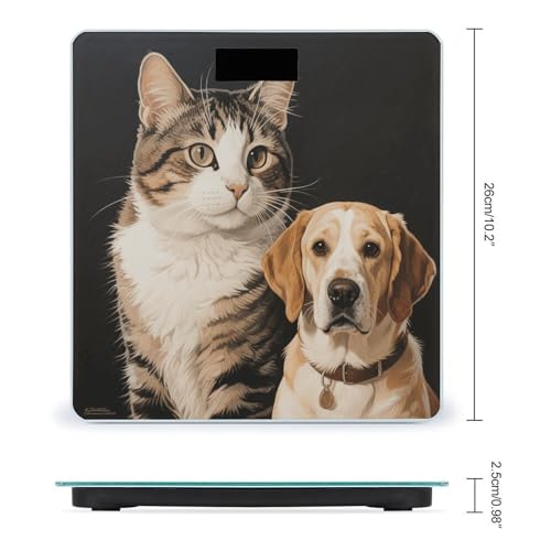 Báscula digital para baño con diseño de gato y perro miniatura 2