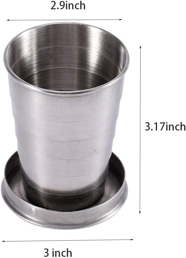KINTIN Portable Stainless Steel Collapsible Travel Cup/Mug/Glass/Tumbler, Leakproof Foldable Steel Glass for Travel Outdoor, Camping Drinking Glass with lid 2