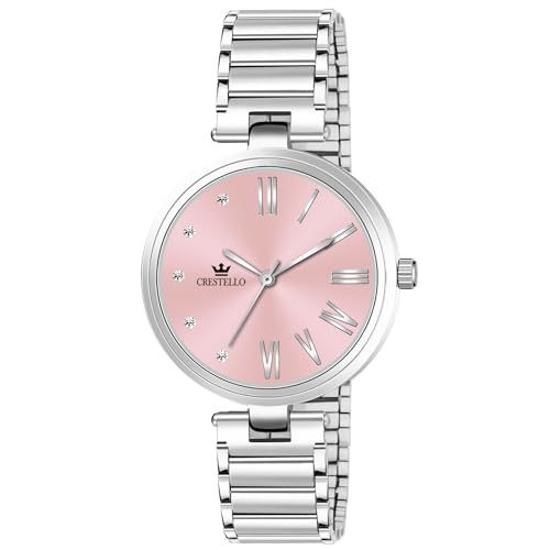 Image of CRESTELLO Stainless Steel Chain Analog Wrist Watch for Women (Silver /Pink /Purple /Green Dial) | CR-DZL141