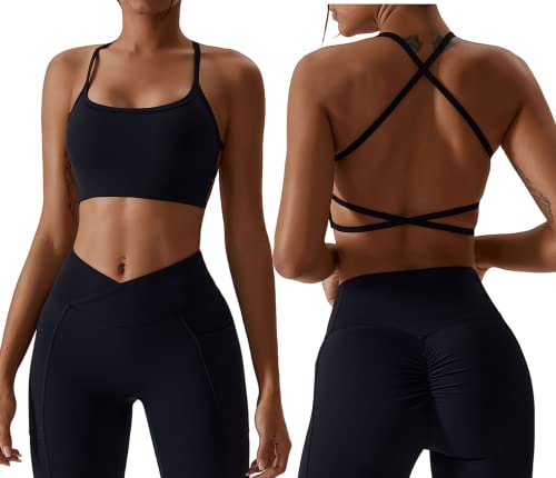 Sumvov Sport BH Rückenfrei Damen Gepolstert Cross Back,Ohne Bügel Gym...