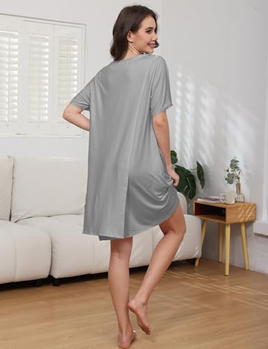 Image of Hospital Gowns for Women Open Back Tear Away Snap Post shoulder Dress Short Sleeve Soft Adaptive Clothing with Pockets