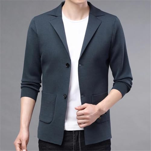 Men's Cardigan Sweater Knitted Lapel Long Sleeve Solid Color Slim Casual Outwear4