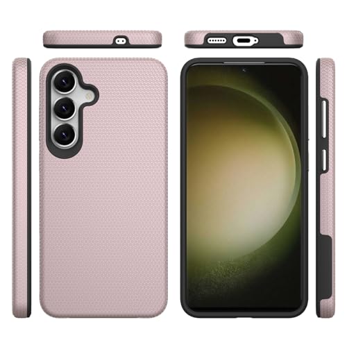Image of NOXO Ultra-Hybrid Triangle Back Case Cover for Samsung Galaxy S25 Fe, | Shockproof Design | Camera Protection | Soft TPU & Rugged PC | Bumper Case Cover for Samsung S25 Fe, (Aureate Pink)