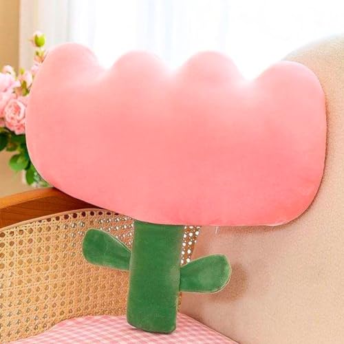 Image of Tickles Tulip Flower Soft Stuffed Plush Pillow Cushion for Kids Boys & Girls Birthday Gift Sofa Room Decor (Size: 30 cm Color: Pink & Green)