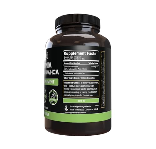 Image of PURE ORIGINAL INGREDIENTS Garcinia Cambogia, No Magnesium or Rice Fillers, Always Pure, Lab Verified (365 Count) (Pack of 2)