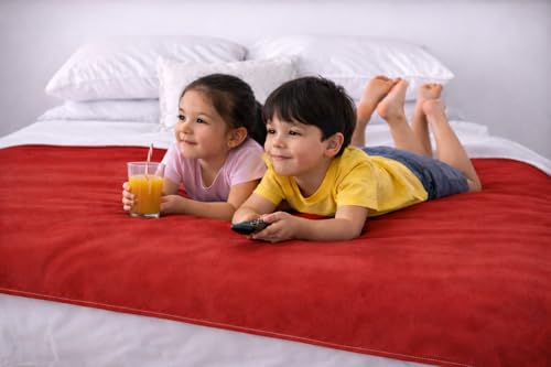 The Original Good Time Waterproof Blanket -Red/Gray 100% Leakproof Discreet Furniture Protection for Messy Moments, Pets and Spills -Cozy Soft Machine Washable Fleece -MidSize 60x40 by TOP Waterproof Blanket - Image 4