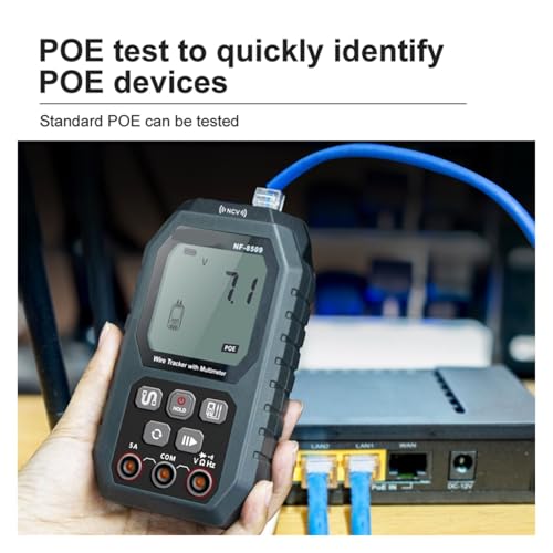 Comprobador de cables red PoE digital para mapas cableado y medición longitud precisa 4