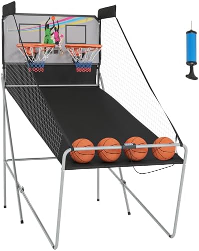 HOMCOM Double Shots Arcade Basketball System Foldable Two Player Basketball