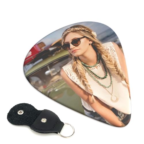 Personalisierte Gitarre Picks 6-Pack, Gitarren-Plektrum Mit Individuellem Namen/Bild/Logo, für Bass E-Gitarre Akustikgitarre Ukulele,schweres Plektrum, Geschenk für Gitarrenspieler Männer Frauen