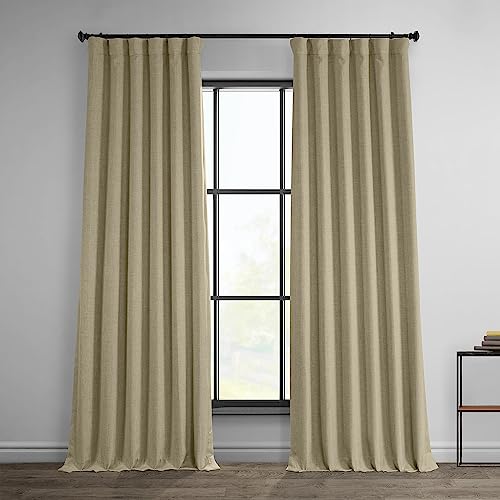 HPD Half Price Drapes Faux Linen Textured Room Darkening Curtains for Bedroom 120 Inches Long (1 Panel)