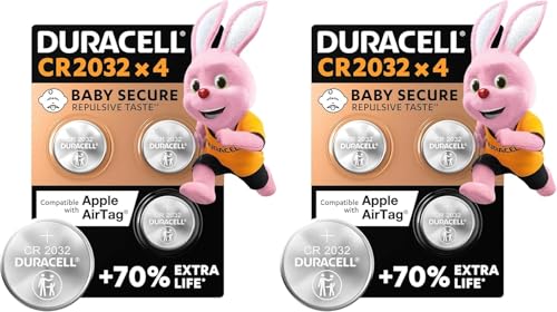 Duracell CR2032 Knopfzellen, CR 2032 Lithium Knopfzelle 3 V (Kombipackung mit 8 Stück), ideal für z.B. Autoschlüssel, Waagen, Fitnesstracker, medizinische Geräte