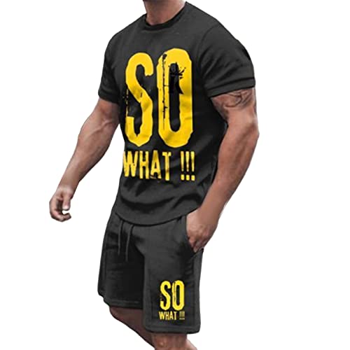 Hausanzug Herren Baumwolle, Casual Sportanzug Set Trainingsanzug 2-Teilig...