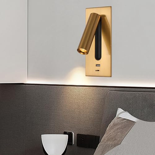 Aplique de pared recargable con cabezal ajustable 360 y carga USB para dormitorio 5